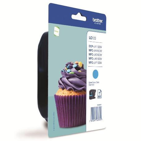 CARTUCHO BROTHER LC-123C CIAN (600PG) DCP-J132W/J152W/J4110DW/J4510DW/J4610DW/J4710DW/J752DW/MFC-J172W/J245/J870DW/