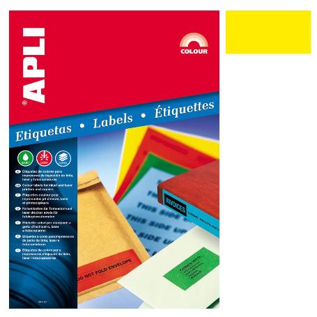 ETIQUETA ADHESIVA APLI B.I/L/C AMARILLA 105.0X 37.0 16XHOJA 20H