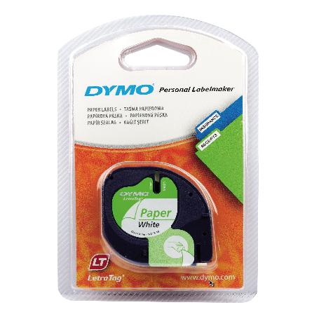 CINTA DYMO LETRATAG 12 MM NEGRO/BLANCO PLASTICO 91201 -OD-