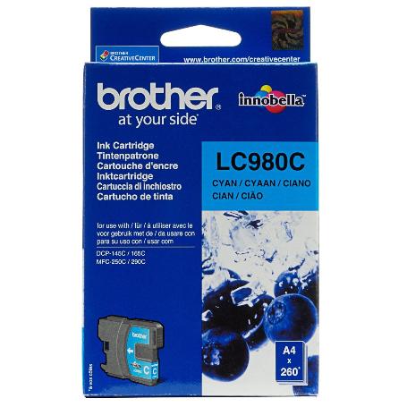 CARTUCHO BROTHER LC-980C CIAN (260PG) DCP-145C/165C/195C/197C/365CN/375CW/250C/255CW/MFC-290C/295CN