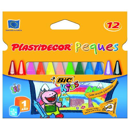 CERAS BIC KIDS PLASTIDECOR TRIANGULAR  PEQUES CAJA DE 12 -NETO ESCOLAR-