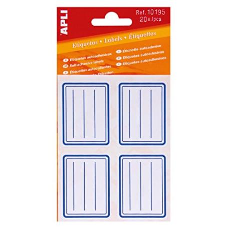 ETIQUETA ESCOLAR AZUL 38X 50 MM 20U