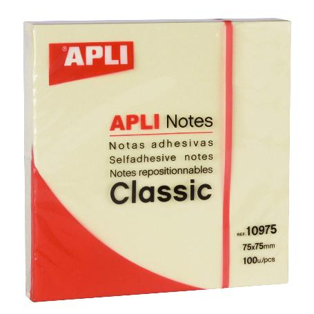 NOTAS ADHESIVAS 75X75 AMARILLA APLI