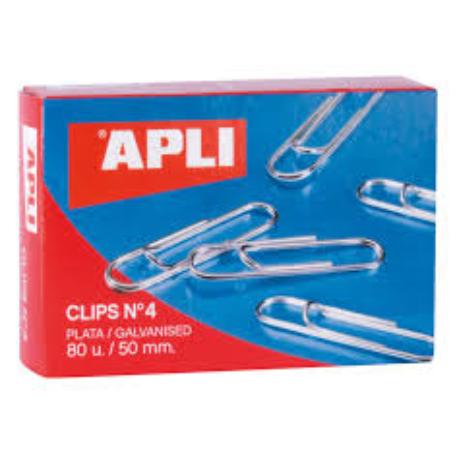 CLIPS PLATEADOS APLI Nº 4 50MM 80U