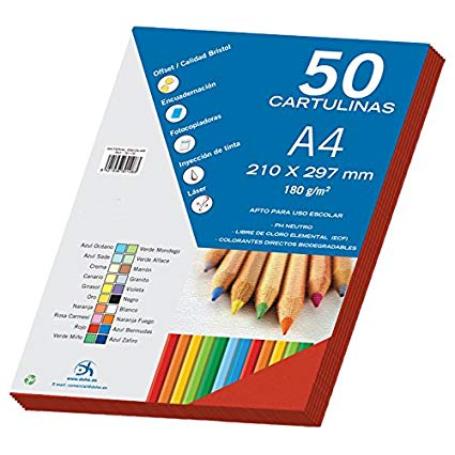 CARTULINA A4 ROJO PAQ.50