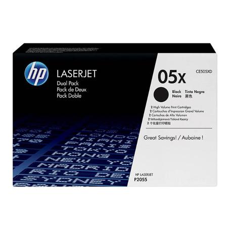 PACK DOBLE TONER HP CE505XD NEGRO ALTA CAPACIDAD (6.500PG) LASERJET P2050/P2055